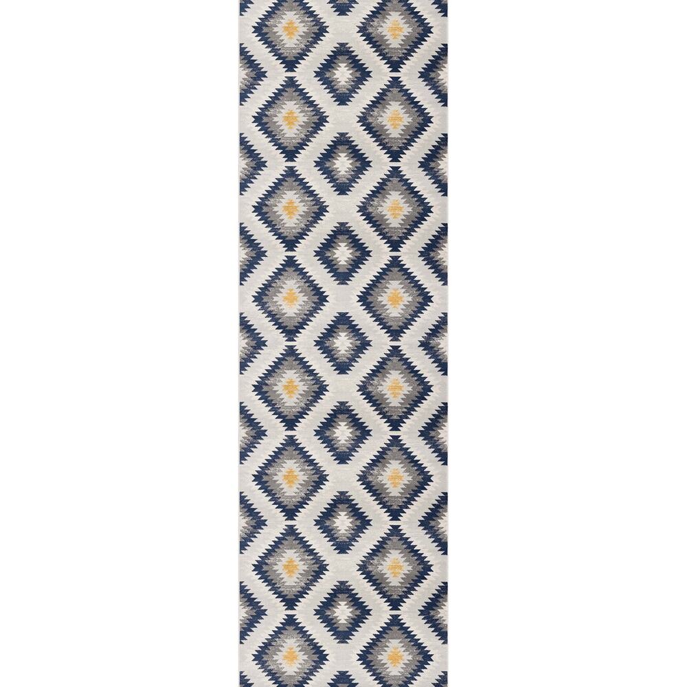 HomeRoots 2 x 15 (ft) Polypropylene Blue Rectangular Indoor Runner rug